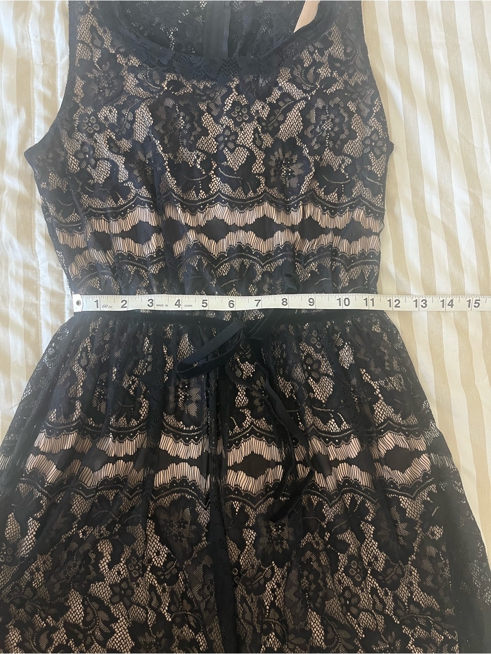 🖤 BeBop Black Lace Mini Dress with Nude Lining | Size Small - Picture 9 of 11
